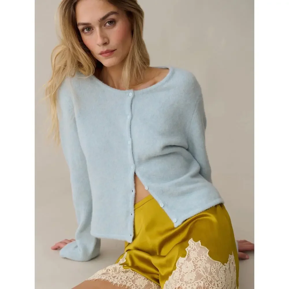 New NWT CAARA Marielle light blue wool Cardigan $172 Sz XS